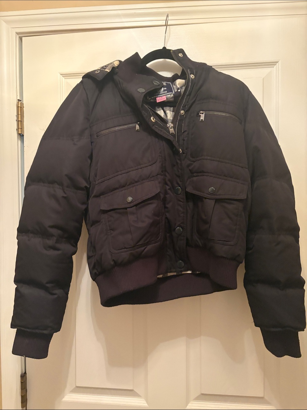 Women’s Black “pink” Quilted Bomber Jacket - Brand Unknown